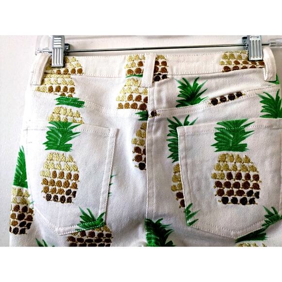 Manoush Sz 34 (FR) White Skinny Leg Jeans with Embroidered Pineapple Detail - Picture 4 of 7